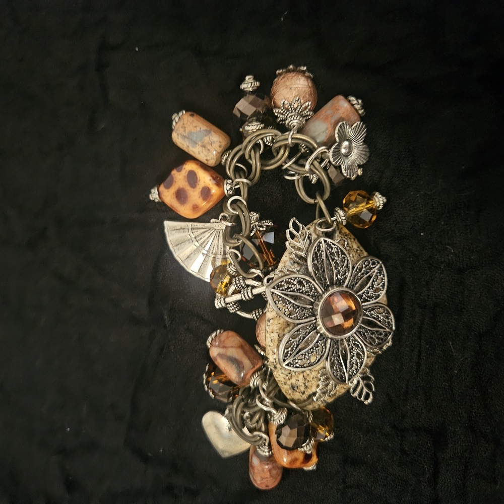 Silver and Brown Charm Bracelet - Picture 2 of 4